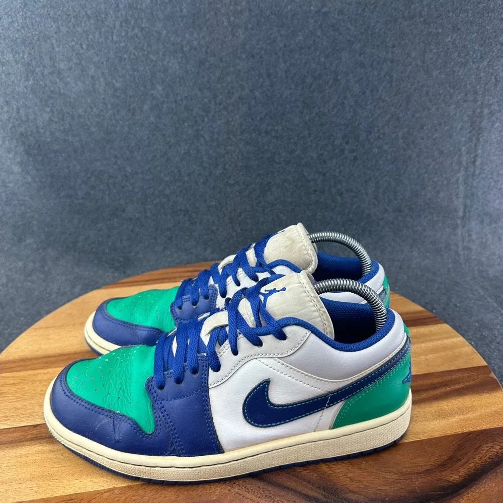 Nike Air Jordan 1 Low Rare Air Green Blue Mens 8 Sneakers Retro 553558-147
